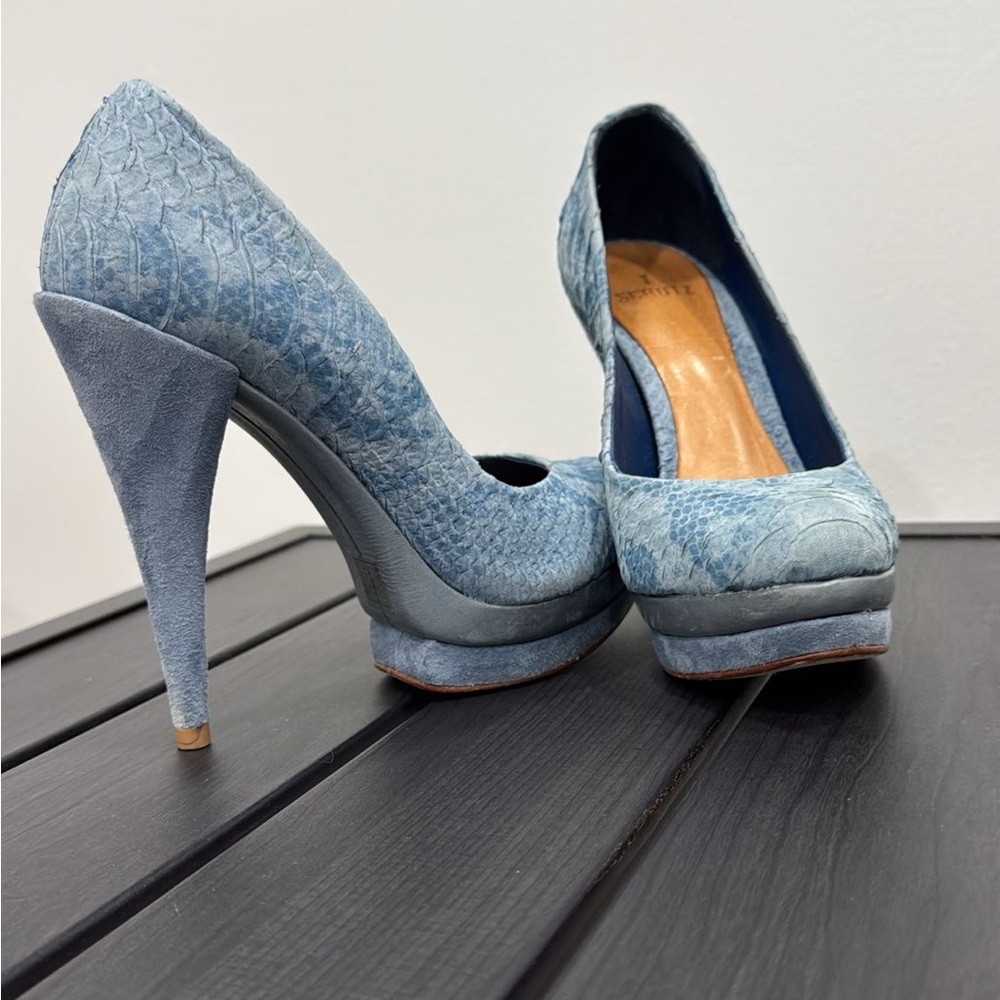 Blue Textured High Heels